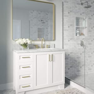 36 in. W x 22 in. D Engineered Stone Composite Vanity Top in White with White Rectangular Single Sink on Right Size