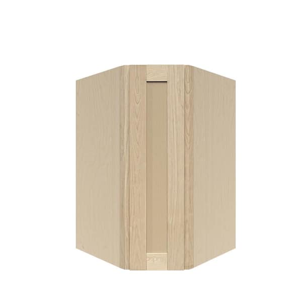 LIFEART CABINETRY Lancaster Shaker Assembled 24 in. x 30 in. x 12 in. Wall Diagonal Corner Cabinet in Natural Wood