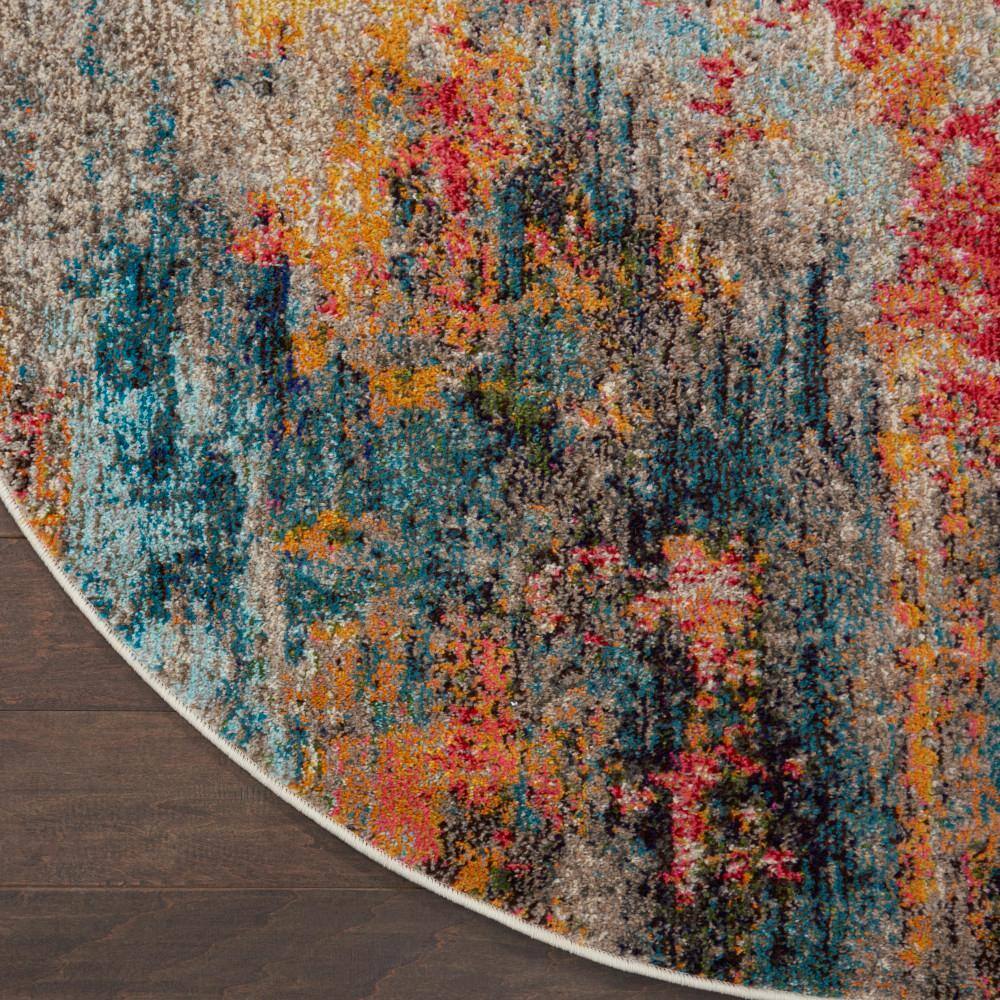Celestial Swirl Abstract Blue Synthetic Round Rug - 7'10"
