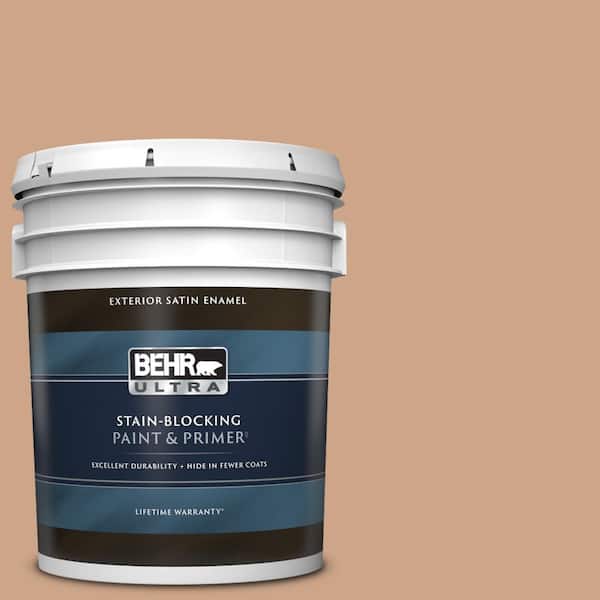 BEHR ULTRA 5 gal. #PMD-76 Sienna Buff Satin Enamel Exterior Paint & Primer
