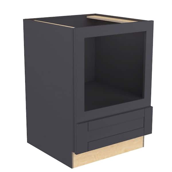 Home Decorators Collection Washington 24 in. W x 24 in. D x 34.5 in. H Assembled Plywood Drawer Base Microwave Kitchen Cabinet in Valiant Onyx