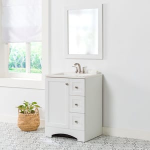 Lancaster 25 in. Single Sink White Bath Vanity with White Cultured Marble Top (Assembled)