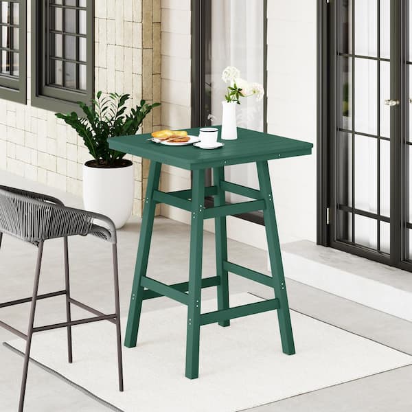 Laguna 30 in. Square HDPE Plastic All Weather Outdoor Patio Bar Height High Top Pub Table in Dark Green