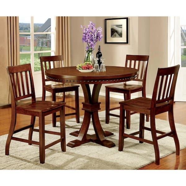 William S Home Furnishing 5 Piece Foster Ii Dark Oak Dining Table Set Cm3437pt 5pc The Depot William S Home Furnishing 5 Piece, Round Counter Height Table Sets