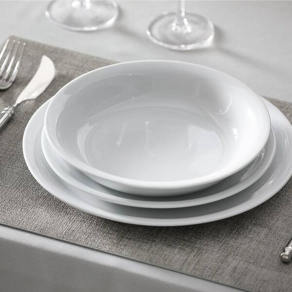 MALACASA Dishes Set for 4, 16 Piece Bone China White Plates and