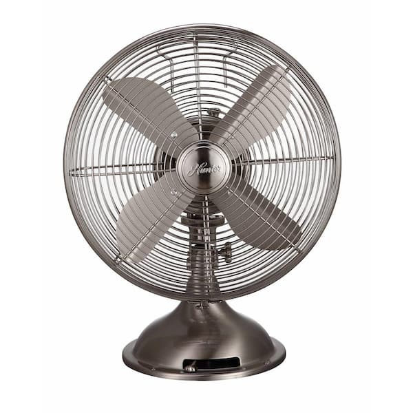 Hunter Retro 12 in. 3 Speed All-Metal Table Fan with Wide Oscillation in Brushed Nickel