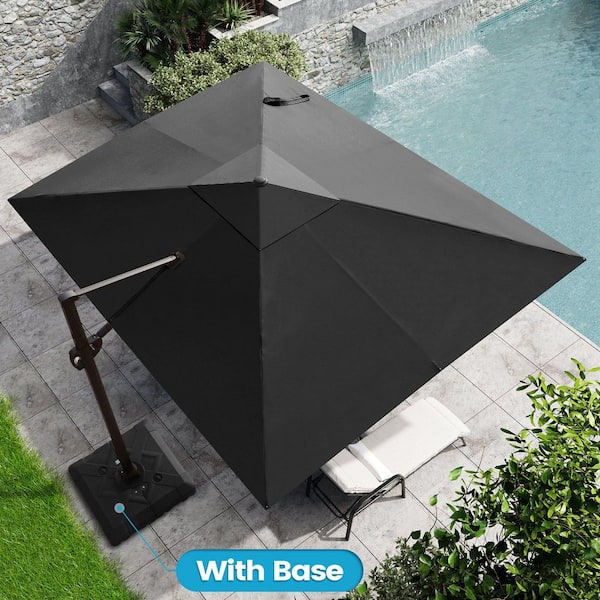 11 ft black patio umbrella PURPLE LEAF Feet Outdoor Round Large Cantilever Umbrella Windproof Offset Heavy Duty Sun Outside for Patio, : Patio, Lawn & Garden you can easily protect large seating areas from the suns path with a simple foot pedal GRAND Patio 11 ft Outdoor