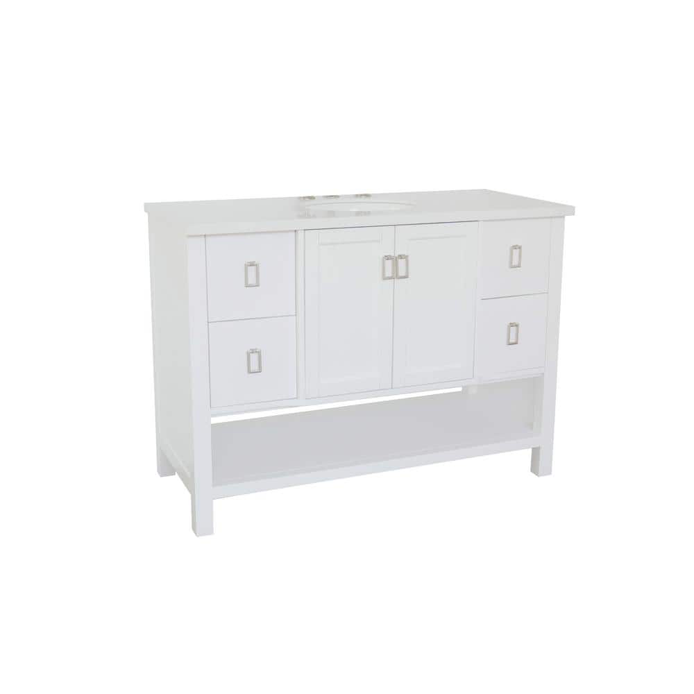 Monterey 49 in. W x 22 in. D Bath Vanity in White with Engineered Stone Vanity Top in White with White Oval Basin price history on PriceWatchPro