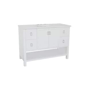 Monterey 49 in. W x 22 in. D Bath Vanity in White with Quartz Vanity Top in White with White Oval Basin