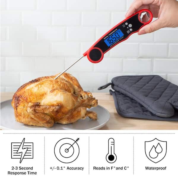Kizen Digital Waterproof Instant Read Meat Thermometer - Red