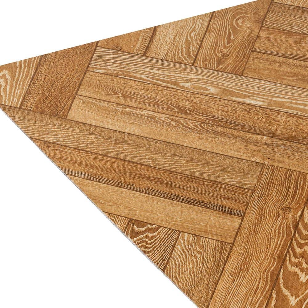Blonde Herringbone Self-Adhesive Vinyl Floor Tiles, 12" x 12"