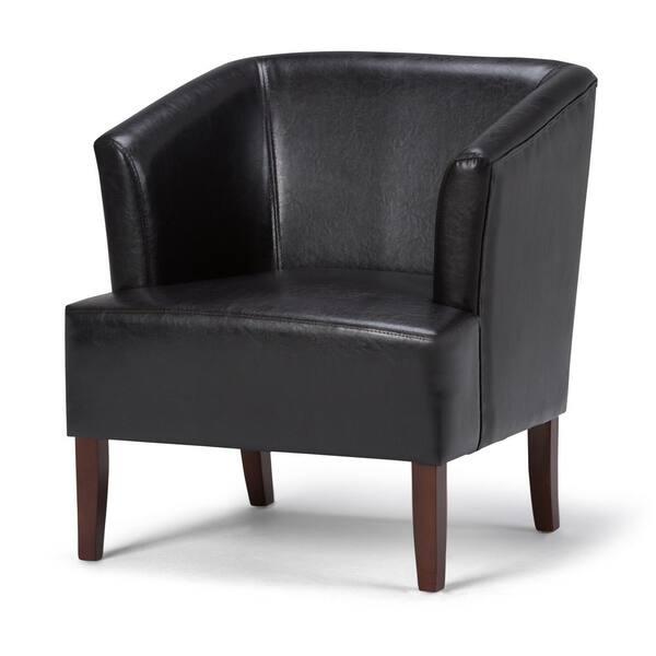 Simpli Home Longford Dark Brown Bonded Leather Arm Chair