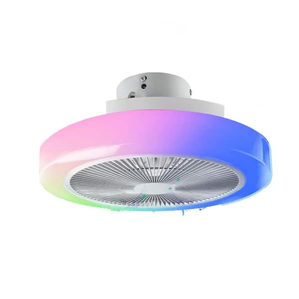 Unbranded 19.7 in. Low Profile Bladeless Ceiling Fan with RGB LED Light, Bluetooth, 6-Speeds, Flush Mount for Kids Room