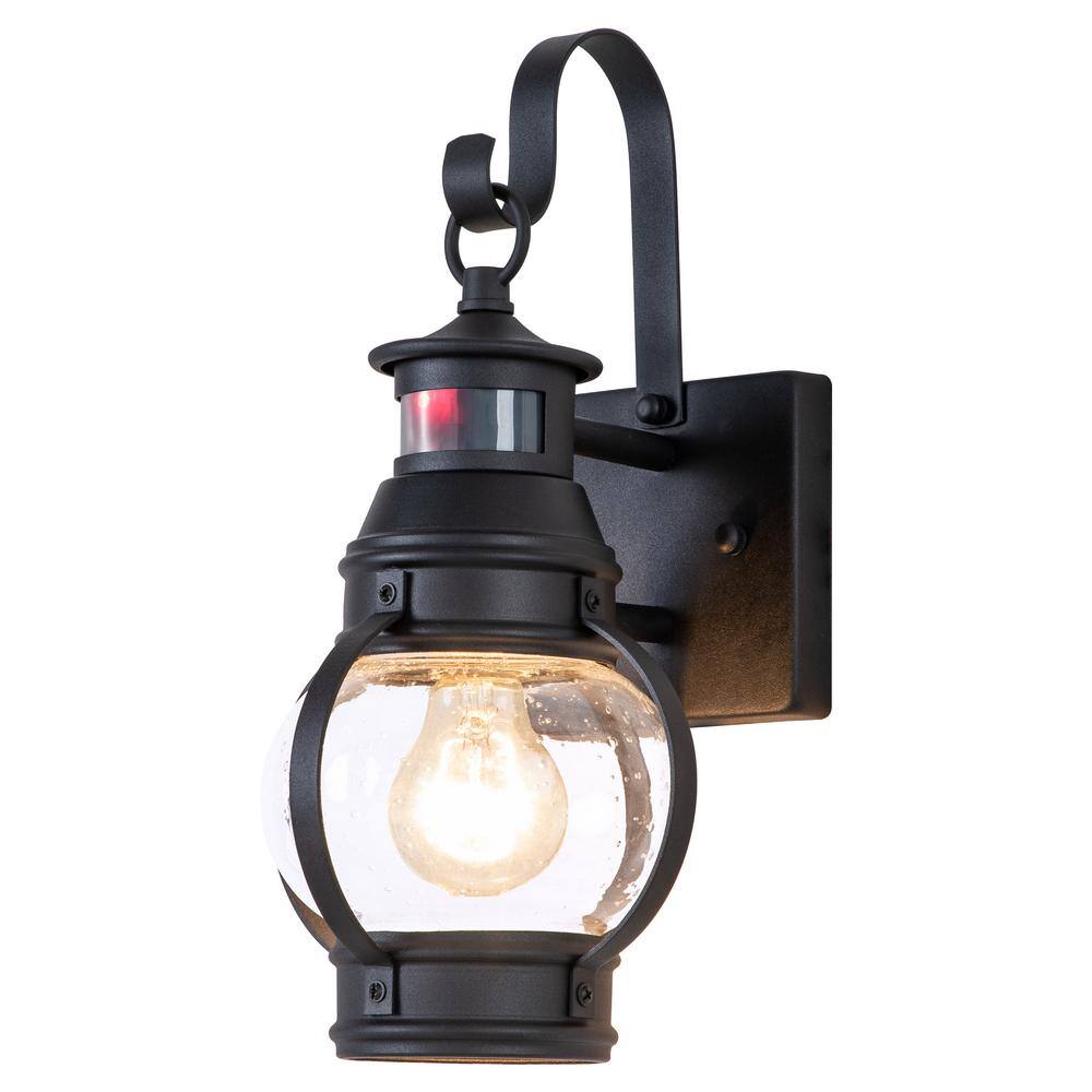 C Cattleya 1 Light Matte Black Motion Sensing Dusk To Dawn Outdoor Wall Lantern Sconce With