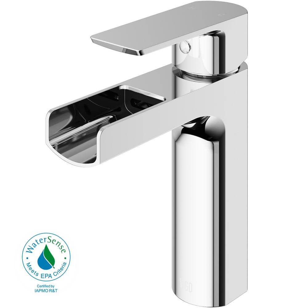 VIGO Ileana Modern Chrome Single Hole Waterfall Bathroom Faucet