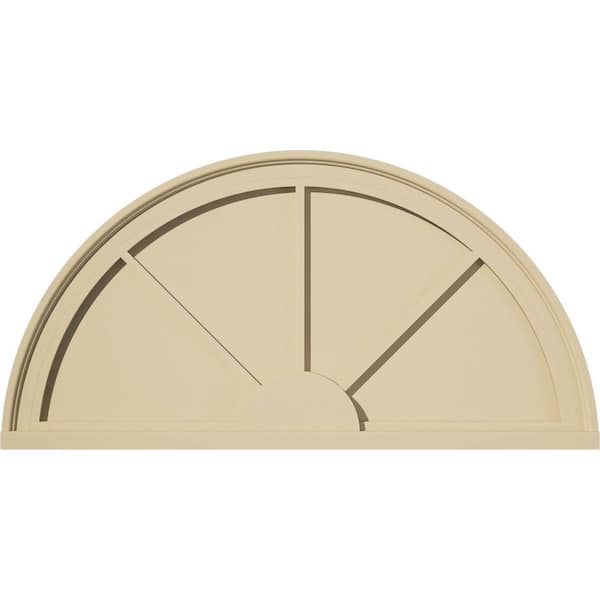34-in W x 17-in H x 2-in P Half Round 3-SpokeSignature Urethane Pediment, Primed Tan