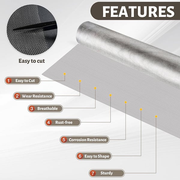 Angel Sar 2 ft. x 9.83 ft. 304 Stainless Steel Welded Wire 20-Mesh Air Vent Window Screen for Door Patio Cover, Cage Garden