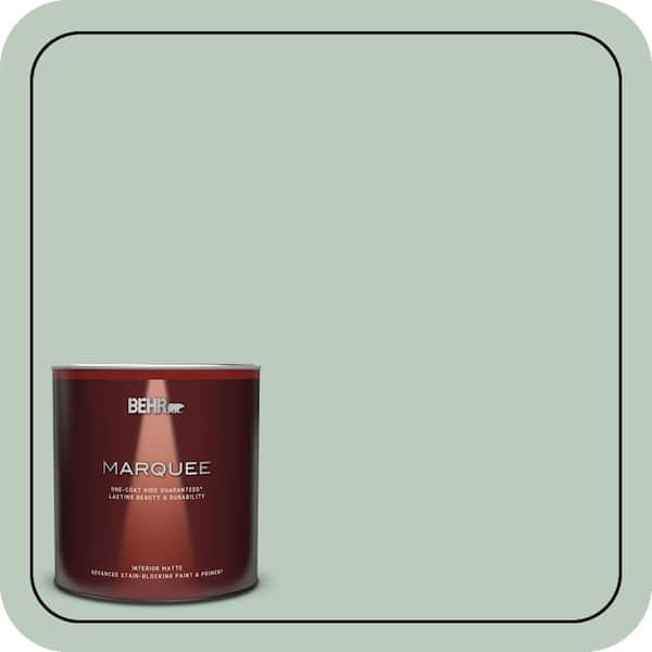 BEHR MARQUEE 1 Qt. #MQ3-49 Jade Tinge One-Coat Hide Matte Interior Paint & Primer