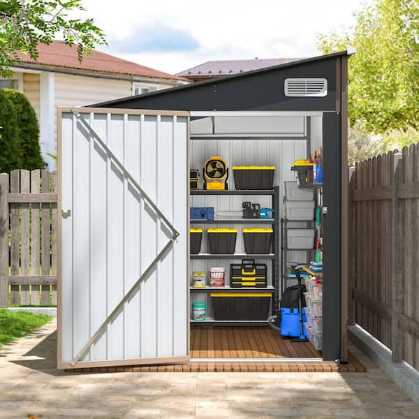 Sizzim 7 ft. W x 5 ft. D Outdoor Metal Storage Shed Lean-to with
