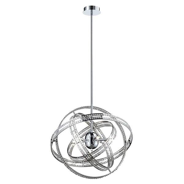 Eurofase Ace Collection 6-Light Chrome and Clear Pendant