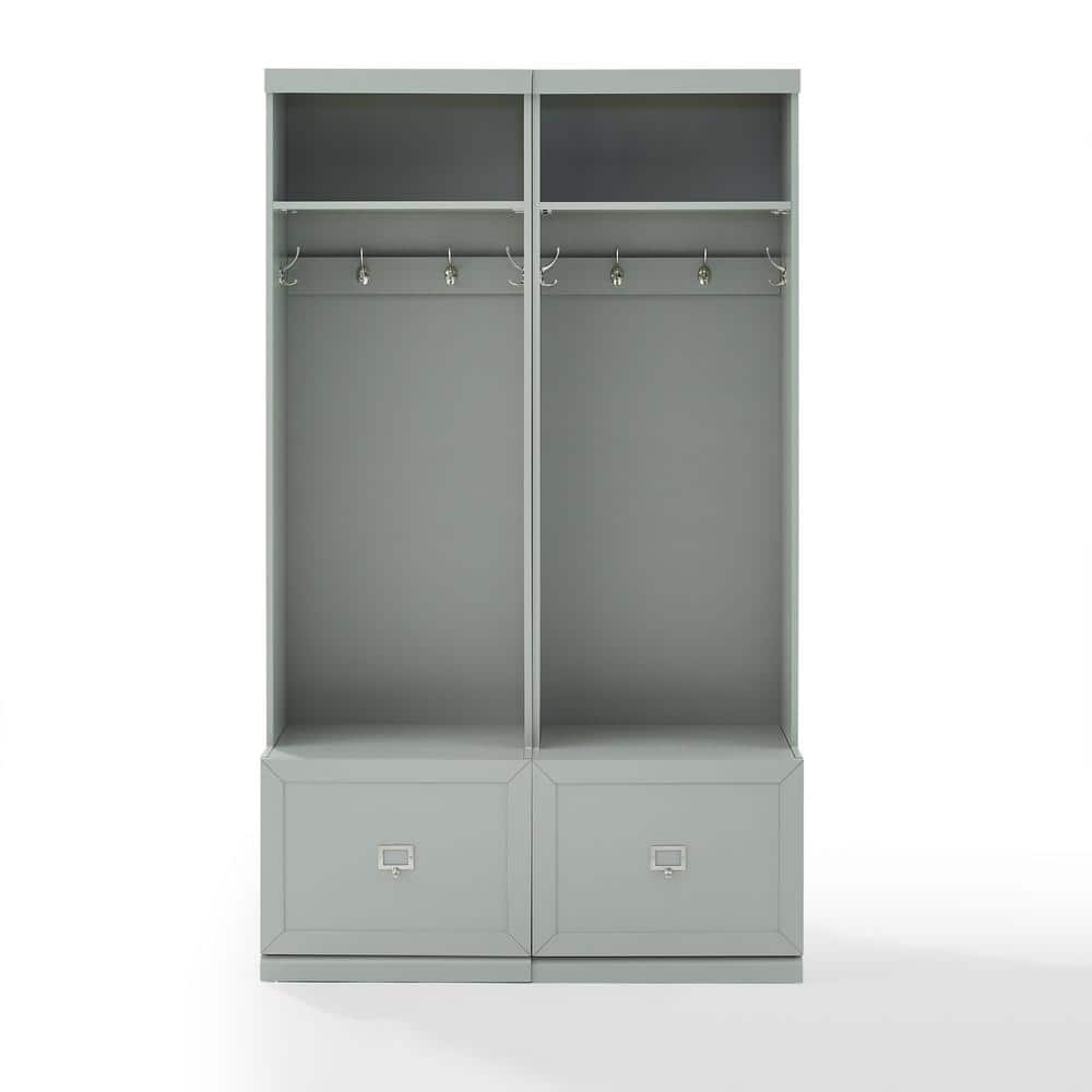 Gray 2-Piece Hall Tree Entryway Set with Storage Drawers