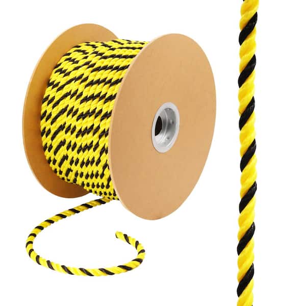 Everbilt 1/2 in. x 300 ft. Polypropylene Twist Rope, Black and Yellow 70350  - The Home Depot