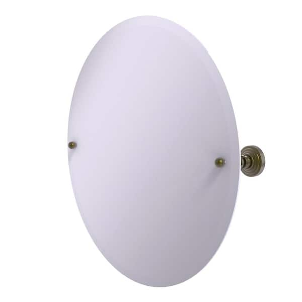 Allied Brass Prestige Skyline Frameless Round Tilt Mirror with Beveled Edge in Antique Brass