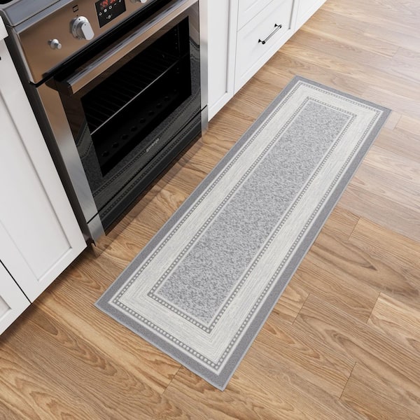 Ottohome Collection Non-Slip Rubberback Bordered 2x5 Indoor Runner Rug, 1 ft. 8 in. x 4 ft. 11 in., Gray