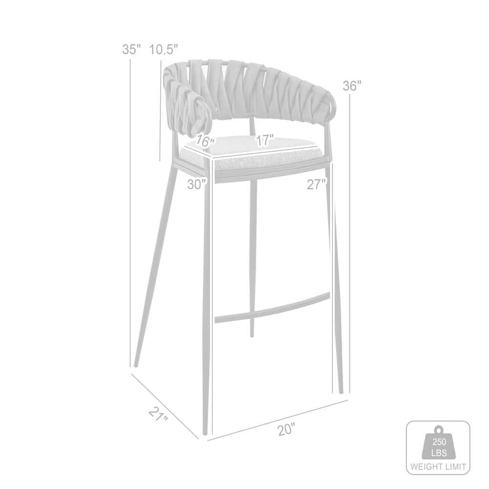 Sleek Gray Fabric and Faux Leather Counter Stool with Black Metal Frame