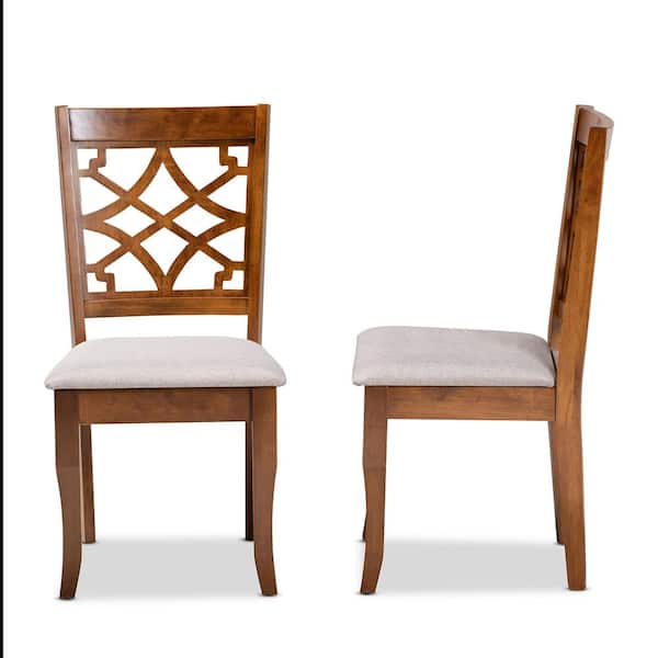 Baxton Studio Mael Grey and Walnut Brown Dining Chair (Set of 2)