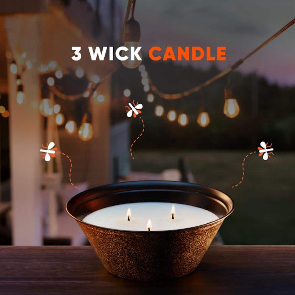 Triple Wick Citronella Scented Candle for Outdoors, 23 oz