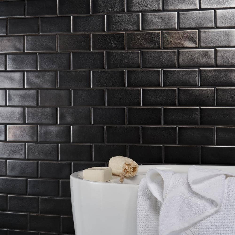 Gunmetal Matte Ceramic Subway Wall Tile