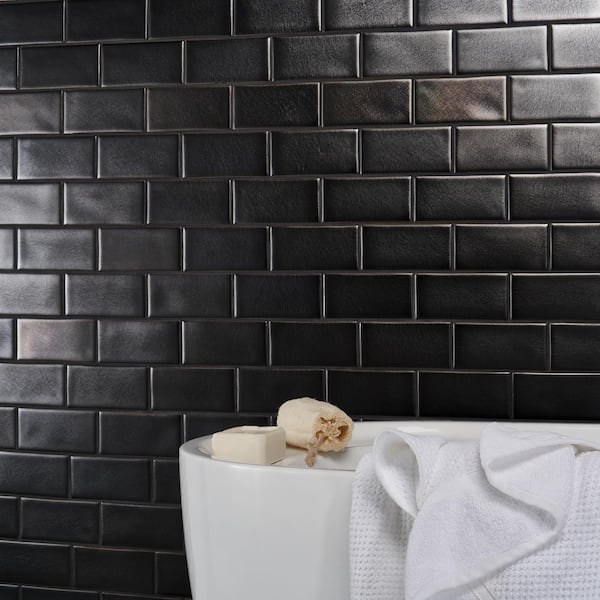 Delphi Subway Gunmetal 3 in. x 6 in. Matte Wall Glass Tile (4.16 Sq. Ft. / Case)