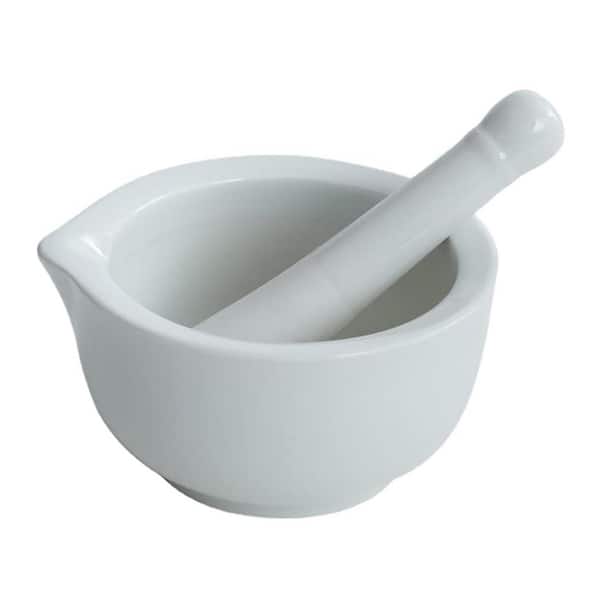 Ceramic Black Mortar and Pestle Set Unglazed Base Frosted Interior for Grinding Spices Herbs Garlic Kitchen