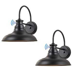 1-Light Matte Black Dusk to Dawn LED Outdoor Barn Light (2-Pack)