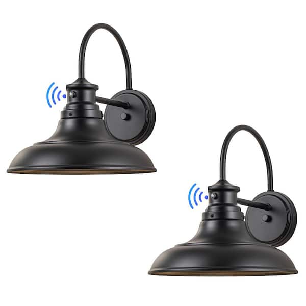 C Cattleya 1-Light Matte Black Dusk to Dawn LED Outdoor Barn Light (2-Pack)