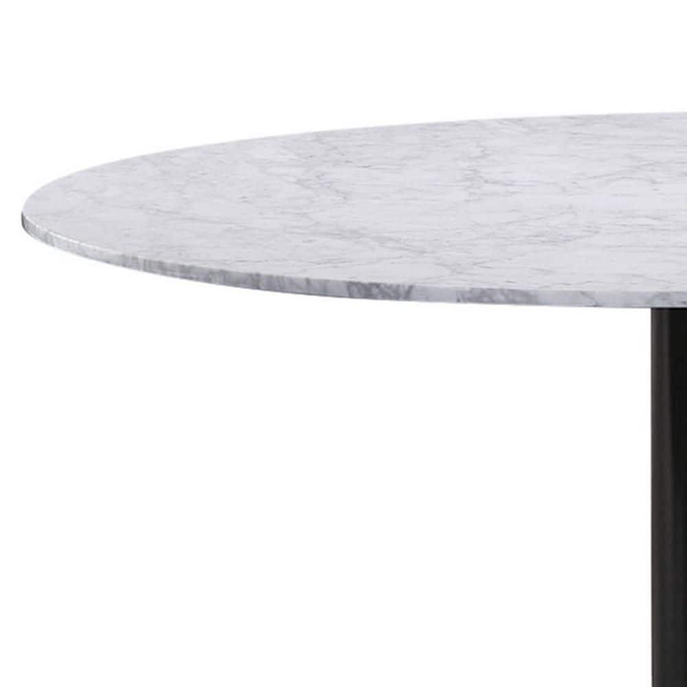 Contemporary Extendable Marble Dining Table with Metal Flared Base