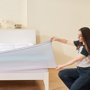 Mattress Topper Queen Size 3in. Thickness Memory Foam Fiber Fill Detachable & Washable for Hot Sleepers