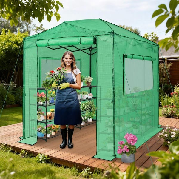 EAGLE PEAK 6 ft. W x 8 ft. D Pop-Up Greenhouse GH48-GRN-HD - The
