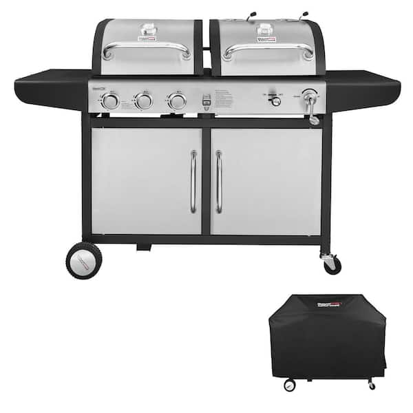 Combo Gas and Charcoal Grill,Cover,Protective Mat and BBQ Grilling  Accessories
