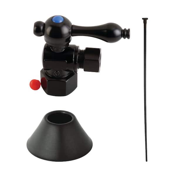 Kingston Brass Trimscape Lever Toilet Trim Kit with Supply Line and Flange in Matte Black