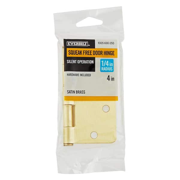 4 in. x 1/4 in. Radius Satin Brass Squeak-Free Door Hinge