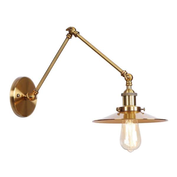 aiwen Vintage Wall Lamp Gold Sconce Arm Adjustment Swing Arm Lamp Plating  Funnel Lampshade Wall Mount Lighting WS-LBD-GG201 - The Home Depot