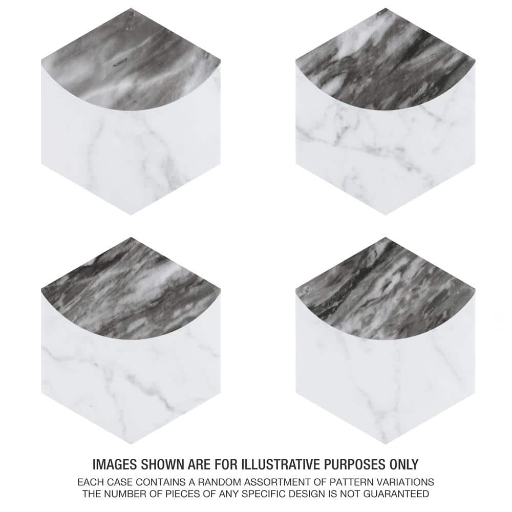 Classico Bardiglio Moon 7" x 8" Porcelain Marble Hex Tile