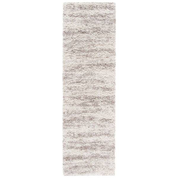 Hudson Shag 2 ft. x 10 ft. Ivory/Beige Abstract Runner Rug