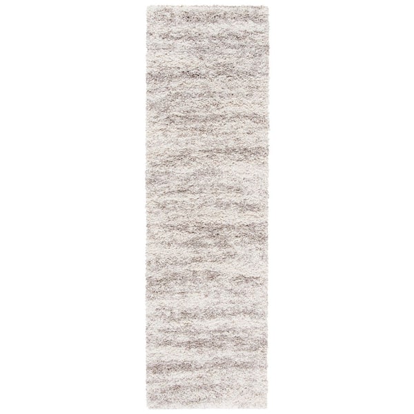 Hudson Shag 2 ft. x 20 ft. Ivory/Beige Marble Runner Rug