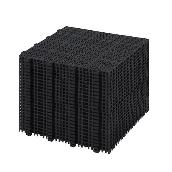 WTVWTV 12 x 12 in. Interlocking Drainage Mat Anti-Slip Floor PVC Exercise/Gym/Bathroom/Garage Flooring Plastic Tiles(24-Pieces)