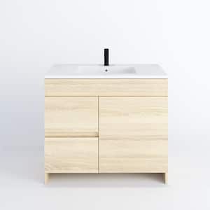 Mace 36 in. W x 20 in. D Single Sink Bathroom Vanity Left Side-Drawers in White Oak with Acrylic Integrated Countertop