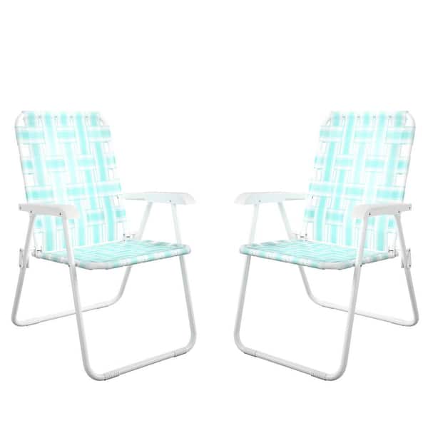 Novogratz Poolside Gossip, Priscilla Steel Folding Chairs Aqua Haze (2-Pack)