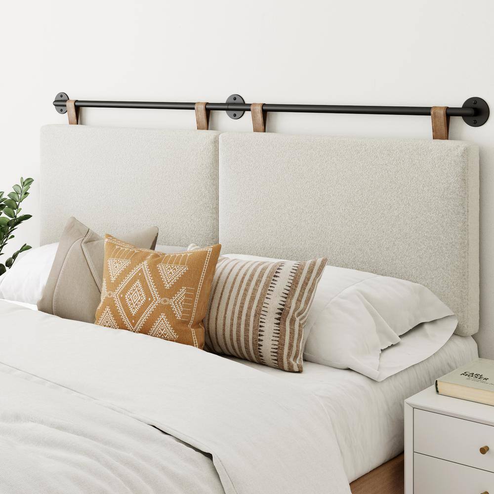 Nathan James Charlie Wall Mount Padded Headboard  Adjustable Height with Black Metal Rail for King Size Bed